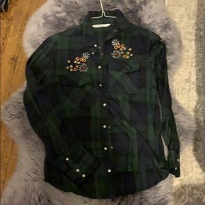 Zara flannel embellished button down